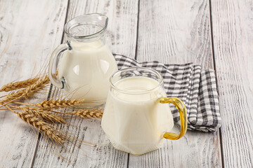 Organic milk in the glass