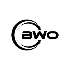 BWO letter logo design with white background in illustrator, cube logo, vector logo, modern alphabet font overlap style. calligraphy designs for logo, Poster, Invitation, etc.