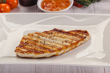 Grilled turkey fillet steak with sauce