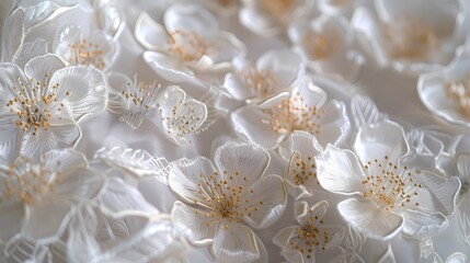 white piece of fabric has beautiful white flowers poster background