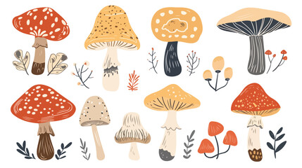 Doodle mushroom hand drawn illustration 