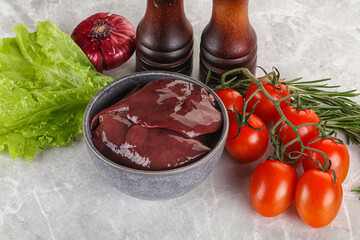 Raw turkey liver in a bowl ready for cooking