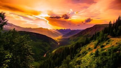 Obraz premium sunset over the mountains Sunrise Wallpapers 