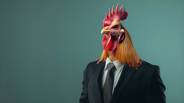 Cock-a-doodle-dapper: This chicken suits up for success! - Powered by Adobe
