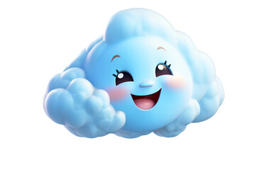 Dreamy Cloud Smiling 3D Character Isolated on Transparent Background PNG.