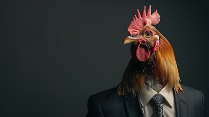 Cock-a-doodle-dapper: This chicken suits up for success! - obrazy, fototapety, plakaty