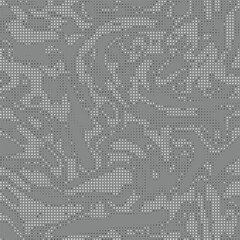 Digital light gray monochrome background. Seamless Halftone dots camouflage pattern for your design. Vector camo texture in polka dots - 755379444
