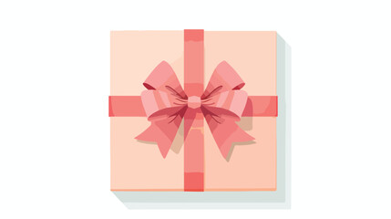 Gift box with ribbon and bow flat vector 