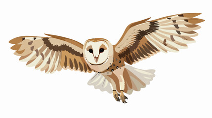 Cartoon barn owl flying flat vector 