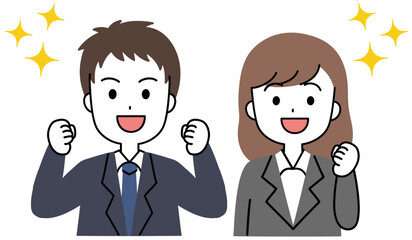 笑顔のスーツ姿の男女のイラスト