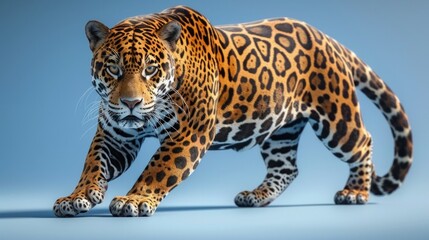 dominant jaguar, facing forward, pure white isolation, soft shadow casting, commanding presence, vivid clarity, striking, AI Generative