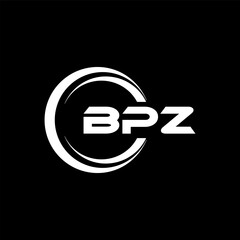 BPZ letter logo design with black background in illustrator, cube logo, vector logo, modern alphabet font overlap style. calligraphy designs for logo, Poster, Invitation, etc.