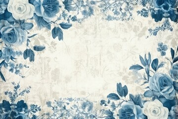 Vintage floral background with frame for text or image. Copy space.