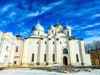 Fototapeta na wymiar The Cathedral of St. Sophia, the Holy Wisdom of God in Veliky Novgorod, Russia