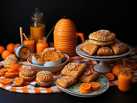 Traditional Dutch sweet pastries, Feast day of the King, Decor, Orange things