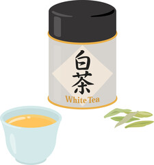 白茶の茶葉と茶杯 - 755382640