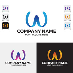 W letter Creative Abstract Hand drown Logo Template