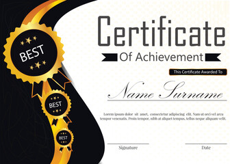 certificate new professional design with golden and black color and design with background elements 
