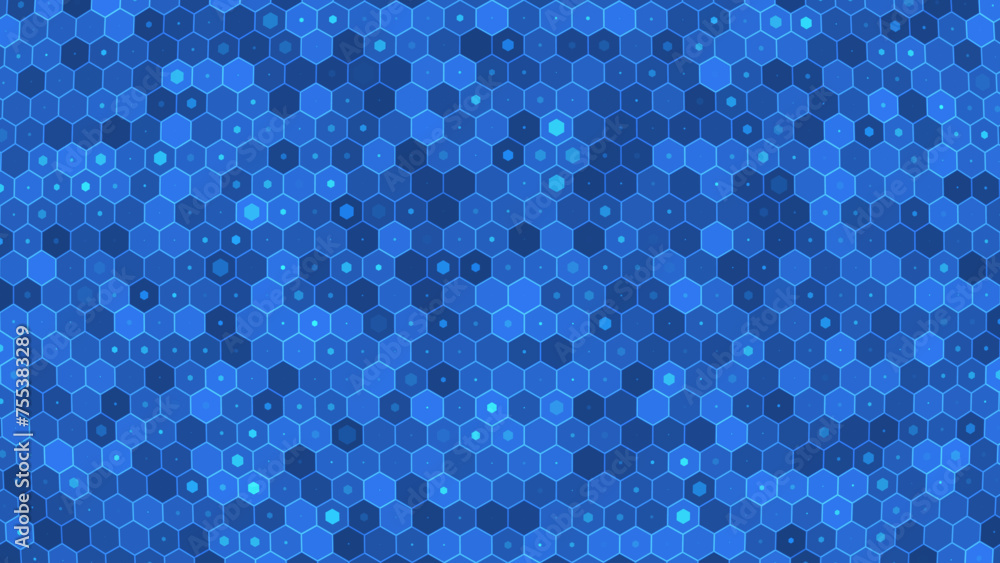Poster Hexagon Grid Network with Protected Nodes. Cyber Security Technology Background. Protect Business from Hackers Concept. Cloud Network Protection Backdrop. Vector Illustration.