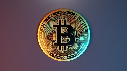 Coin of Cryptocurrency Bitcoin 3D Render 