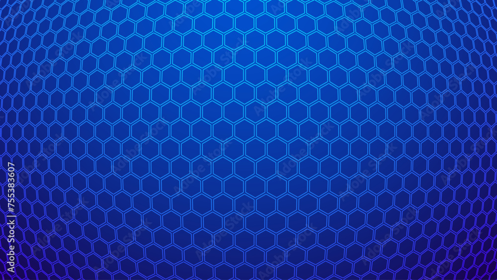 Poster Dark Hexagon Abstract Technology or Science Background. Hi Tech Hexagon Grid. Vector Illustration.