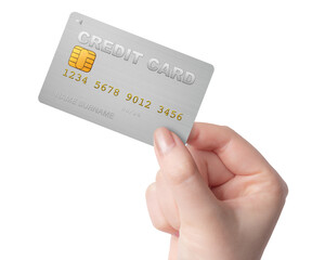 クレジットカードを持っている女性の手