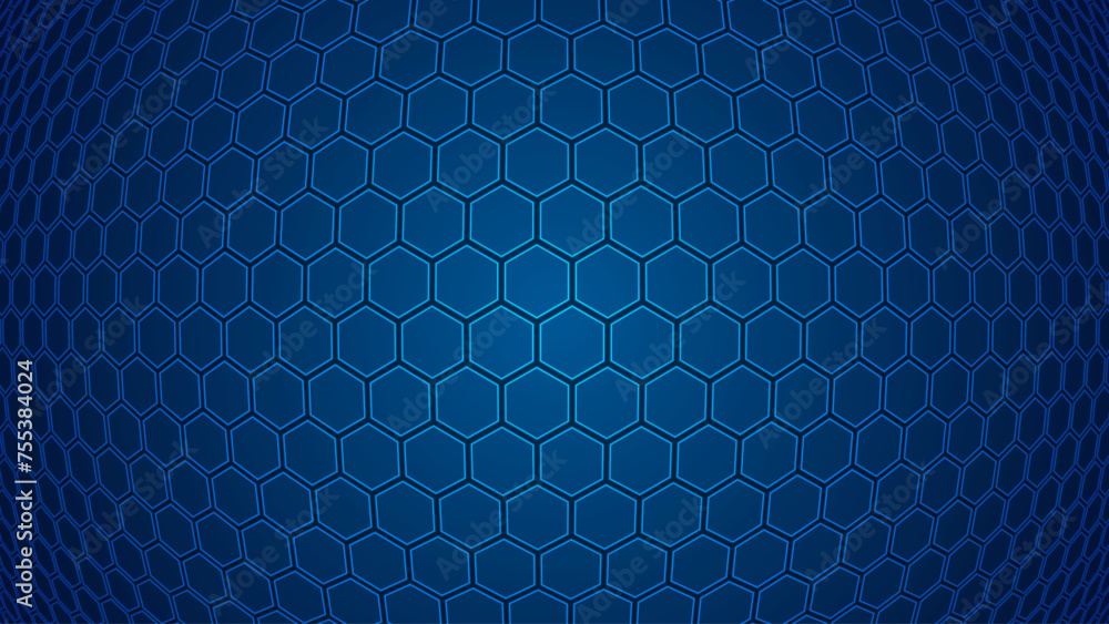 Poster Dark Hexagon Abstract Technology or Science Background. Hi Tech Hexagon Grid. Vector Illustration.