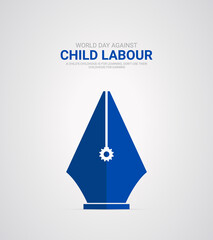 World day against Child Labor, Jun 12, pen icon, labour day creative design for banner, poster vector illustration