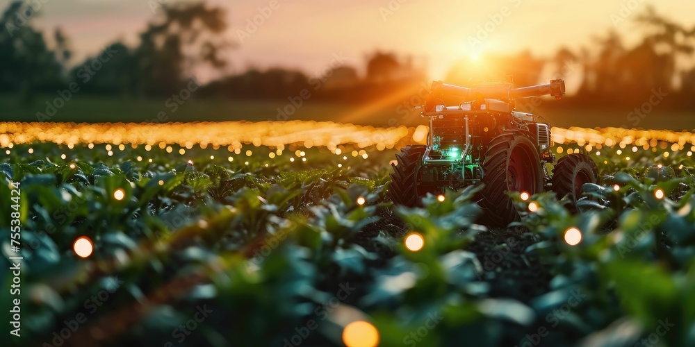 Poster futuristic technology in smart agriculture farming for growth yield by using ai artificial intellige