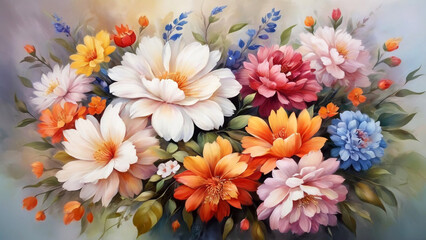 Oil painting of beautiful floral
