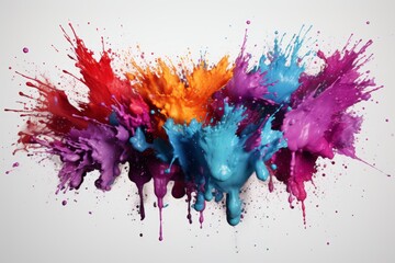Colorful vibrant paint splashes on textured paper background for artistic design inspiration - obrazy, fototapety, plakaty