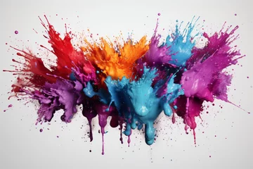 Gordijnen Colorful vibrant paint splashes on textured paper background for artistic design inspiration © Наталья Бойко