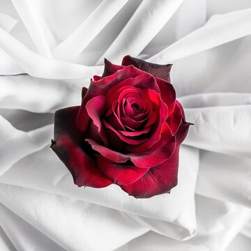 closeup red rose on white background