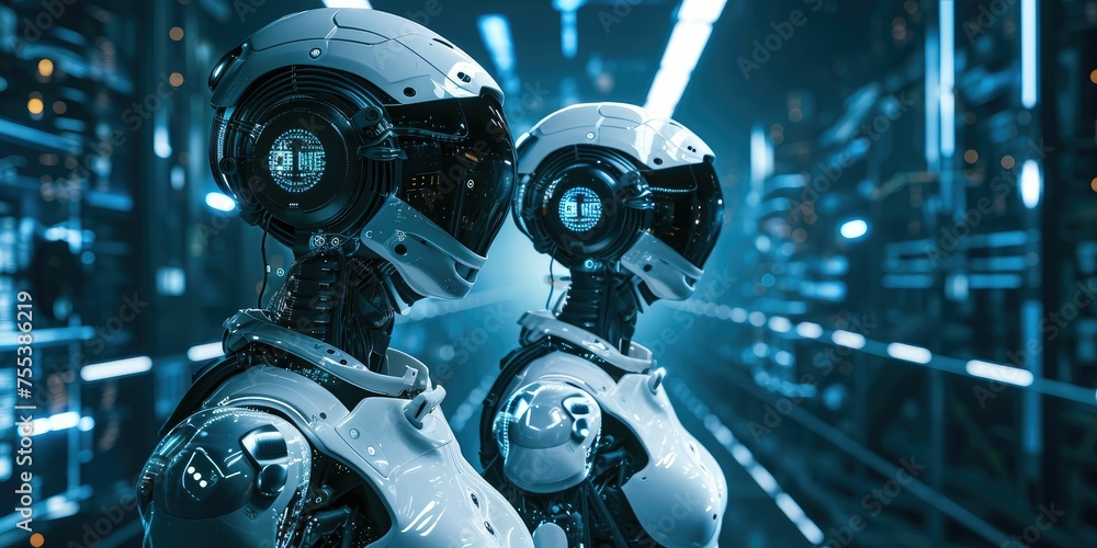 Poster new normal futuristic technology in smart automation industrial concept using artificial intelligenc