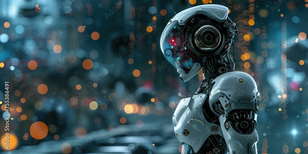 Poster new normal futuristic technology in smart automation industrial concept using artificial intelligenc
