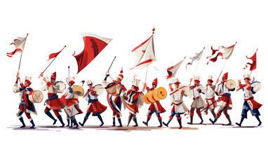Saint George's Day Festive Procession Isolated on Transparent Background PNG.