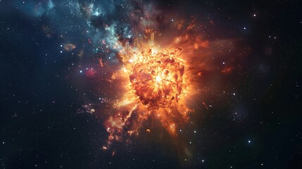 explosion of supernova in space background