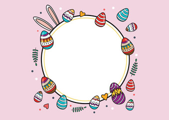 Easter egg hunt poster doodle style - 755387275