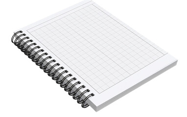 Spiral Notebook Rendering Isolated on Transparent Background PNG.