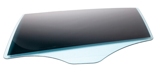 Car side glass with black tined film from the door for installation and replacement in a vehicle service. Auto parts catalog.