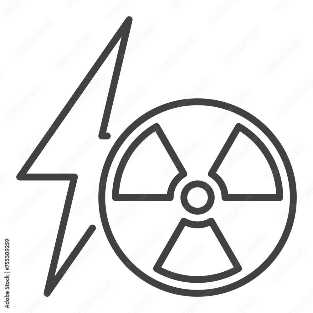 Poster lightning and radiation vector symbol linear icon or symbol