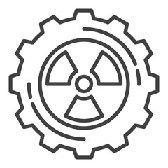 Cog Wheel with Radiation sign Nuclear Energy thin line icon or symbol