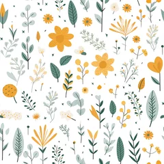 Rolgordijnen delicate pastel seamless patterns inspired by the blossoming of flowers in the spring season ,flat design, clean white background © The Origin 33