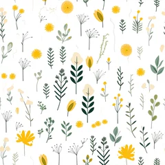 Fototapeten delicate pastel seamless patterns inspired by the blossoming of flowers in the spring season ,flat design, clean white background © The Origin 33