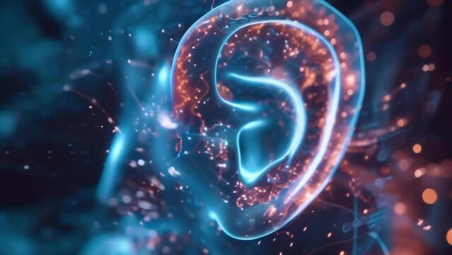 A hologram showcasing the inner ear and its various structures aiding ear spets in diagnosing hearing and balance disorders.