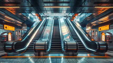 escalator in subway, generative ai