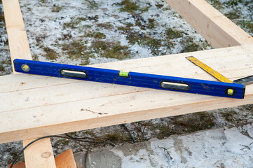 Blue tool level for construction - 755392022