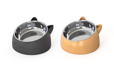 Empty animal pet bowl isolated or bowl food and water for dog and cat pet. - obrazy, fototapety, plakaty