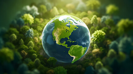 Obraz na płótnie Canvas Earth day background wallpaper, earth in nature, moving towards green ecology