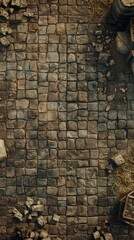 A cobblestone floor texture of a bustling medieval marketplace for a fantasy warm beige color